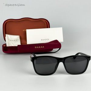 Gucci Men Sunglasses Black Grey Anti-Reflective Square GG0746S LOGO 001 NEW